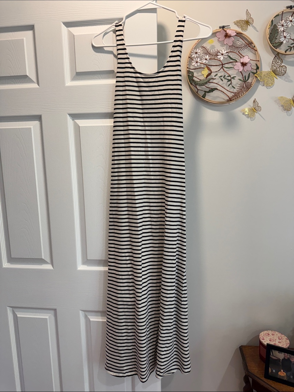 Maternity Striped Black and White Maxi Tank Dress